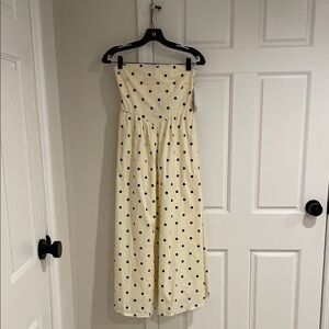Cream Maxi dress with Black Polka Dots